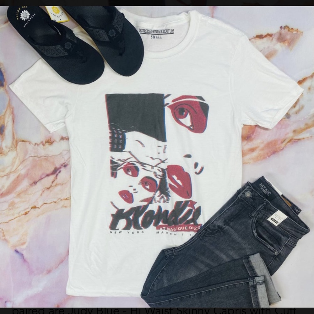 Distressed Vintage Couture- Blondie Band Tee. 3x